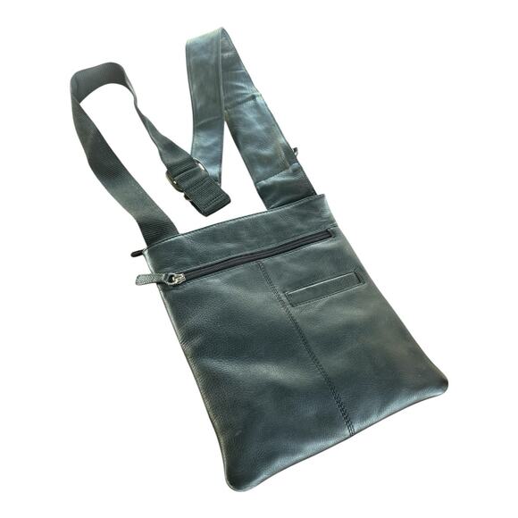 ILI Handbags - ILI New York Toronto Black Genuine Leather Crossbody Organizer Bag Whimsigoth